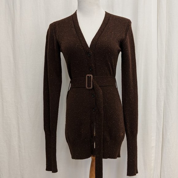 Chocolate Brown Burberry Belted Cardigan
